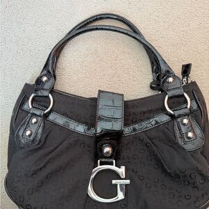Guess Embossed Black Shoulder Bag